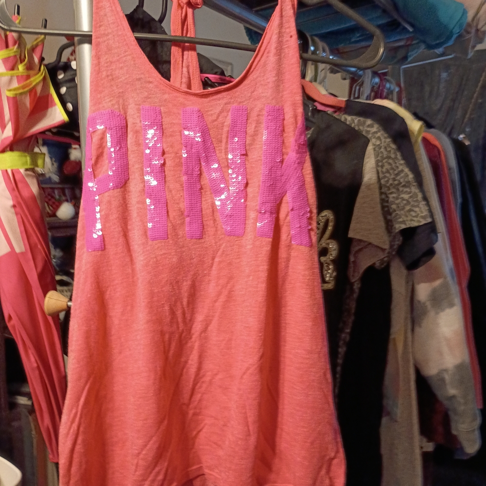 PINK Victoria's Secret Pink Tank Top with Purple Sequins